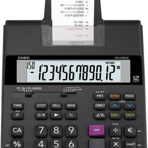 Casio HR 200 RCE Kalkulator stacjonarny drukujący czarny Wyświetlacz: 12 bateryjne, z sieci elektrycznej (opcjonalnie) ( Casio HR 200 RCE Kalkulator stacjonarny drukujący czarny Wyświetlacz: 12 bateryjne, z sieci elektrycznej (opcjonalnie) (