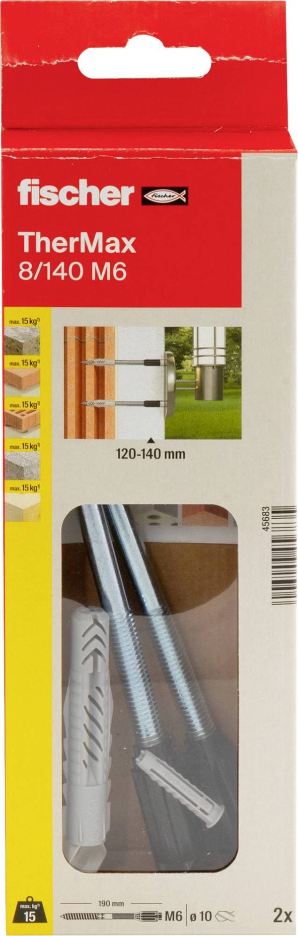 Fischer 045683 TherMax System mocowania z odstępem 200 mm 18 mm 2 szt.