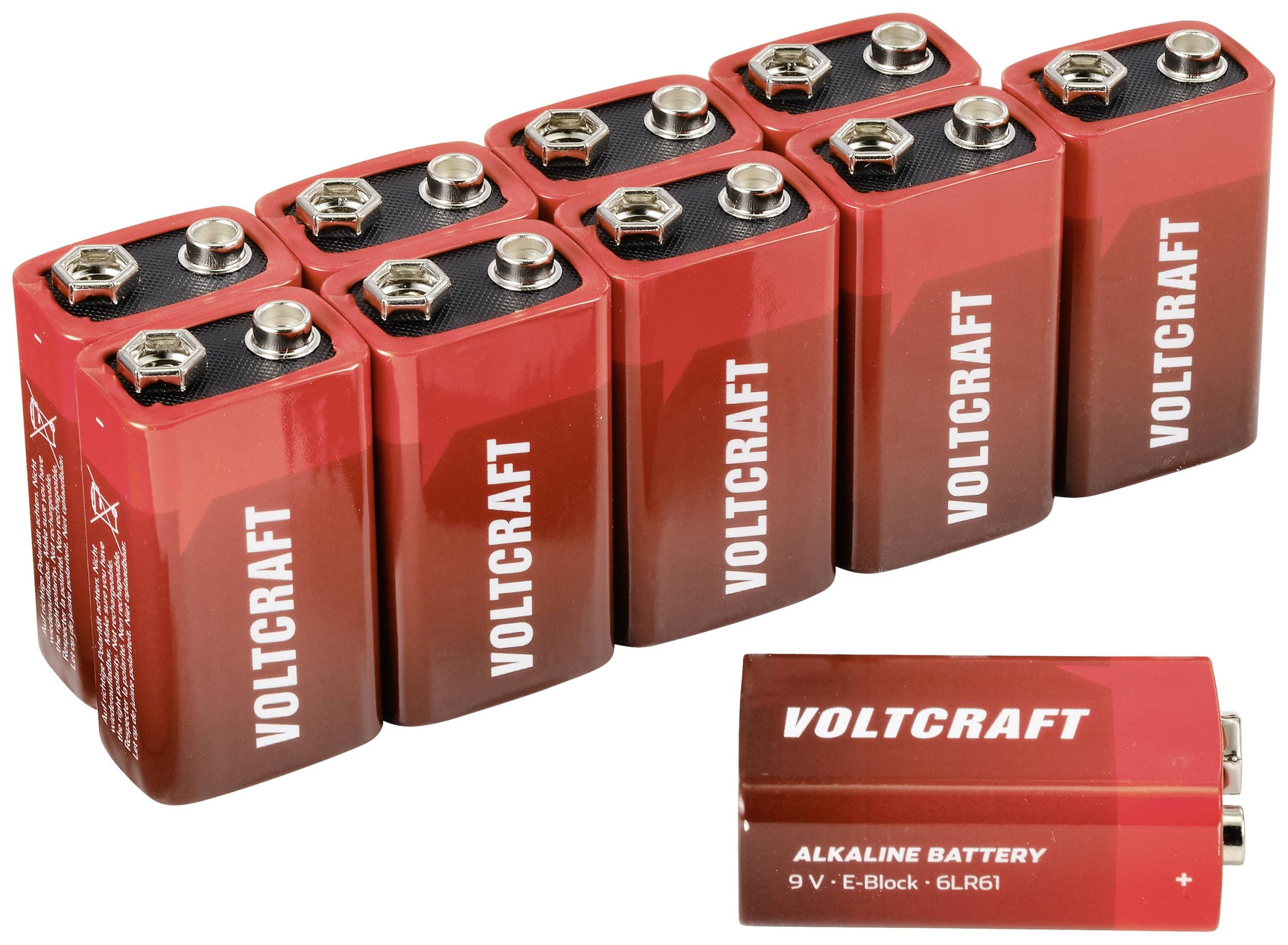 Bateria 9 V VOLTCRAFT 6LR61, alkaliczno-manganowe, 10 szt. - obrazek 1