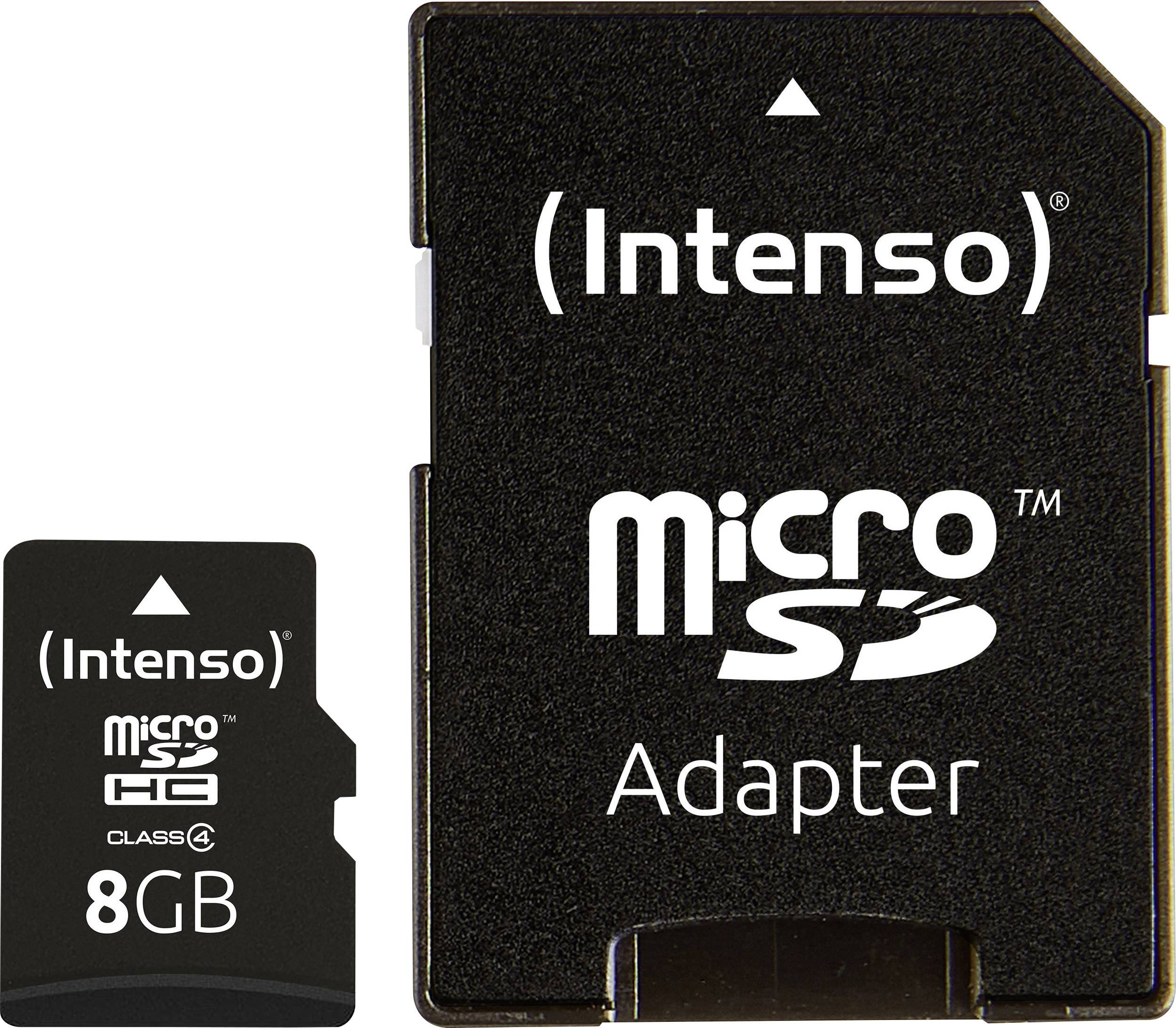 Karta pamięci microSDHC Intenso 3403460, 8 GB, Class 4, 21 MB/s / 5 MB/s, adapter SD - obrazek 1