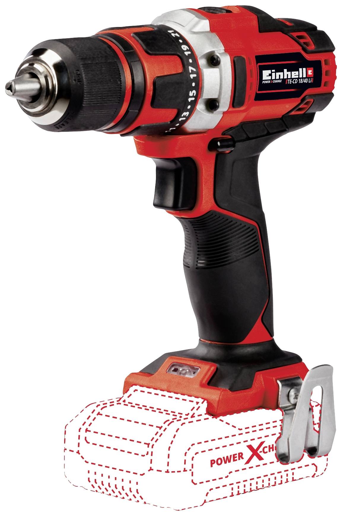 Wiertarko-wkrętarka akumulatorowa Einhell Power X-Change TE-CD 18/40 Li-Solo 4513925 18 V 2 Ah bez ładowarki, bez akumul - obrazek 1