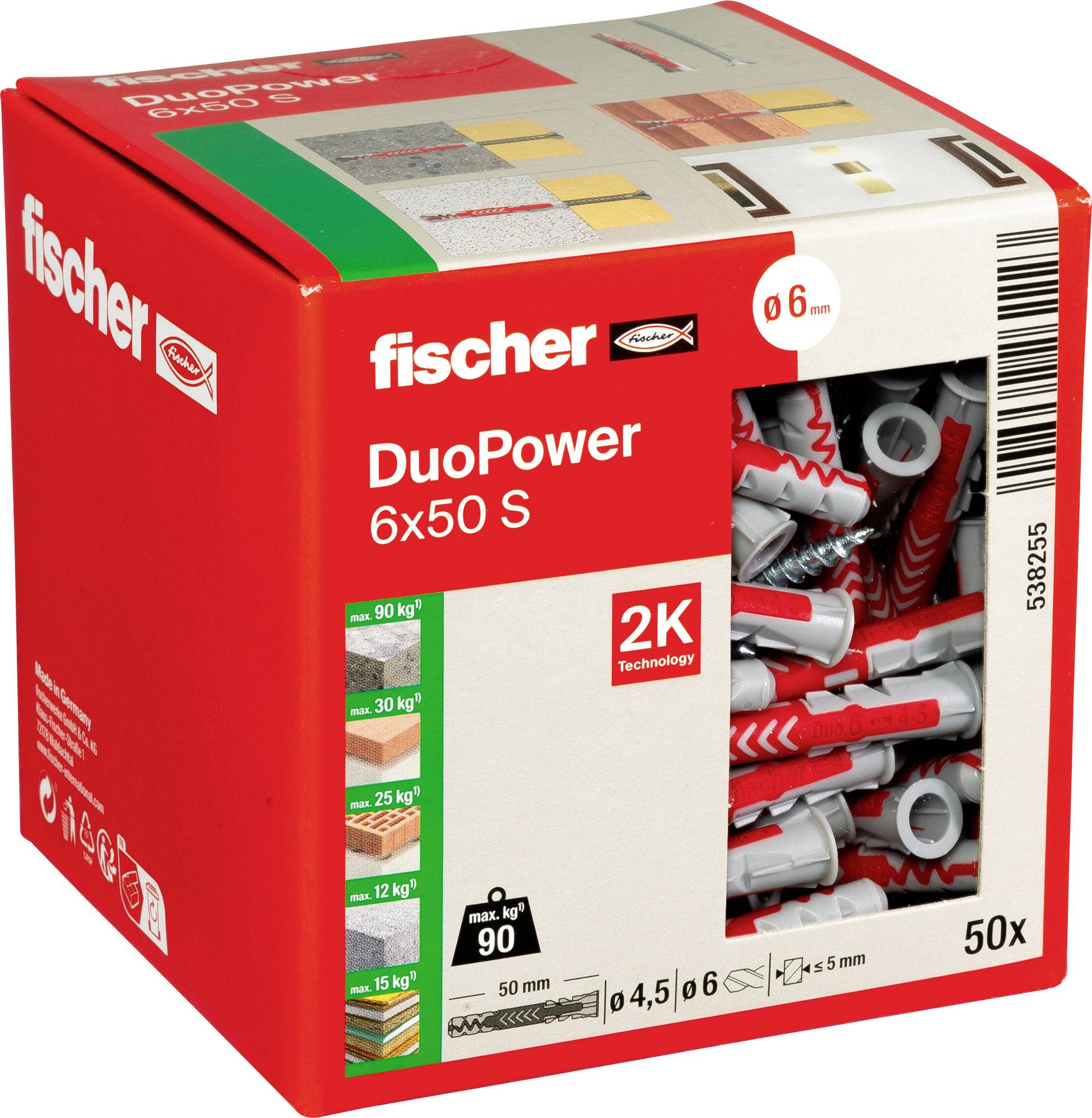 Fischer 538255 DUOPOWER 6x50 S LD Kołek 2-komponentowy 50 mm 6 mm 50 szt. - obrazek 1