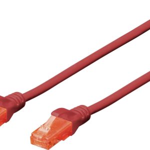 kabel LAN Digitus DK-1612-020/R, 1 szt., RJ45, CAT 6, U/UTP, 2.00 m, czerwony kabel LAN Digitus DK-1612-020/R, 1 szt., RJ45, CAT 6, U/UTP, 2.00 m, czerwony