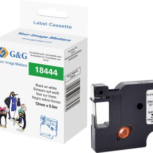 G&G Taśma do nadruku winyl Kolor taśmy: biały Kolor nadruku: czarny 12 mm 5.5 m G&G Taśma do nadruku winyl Kolor taśmy: biały Kolor nadruku: czarny 12 mm 5.5 m