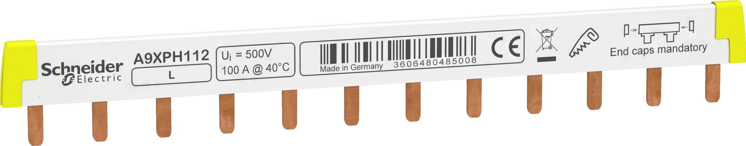 Schneider Electric A9XPH112 Schneider Electric A9XPH112 elektryczny element przyłączeniowy Szyna fazowa biały 1 szt. - obrazek 1
