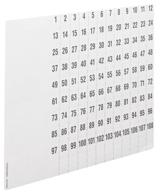 Hager ZZ90C Arkusze etykiet Hager ZZ90C uniwersalna numeracja Z 1-108 DIN A4 10 sztuk Arkusze opisowe biały 1 szt. - obrazek 1