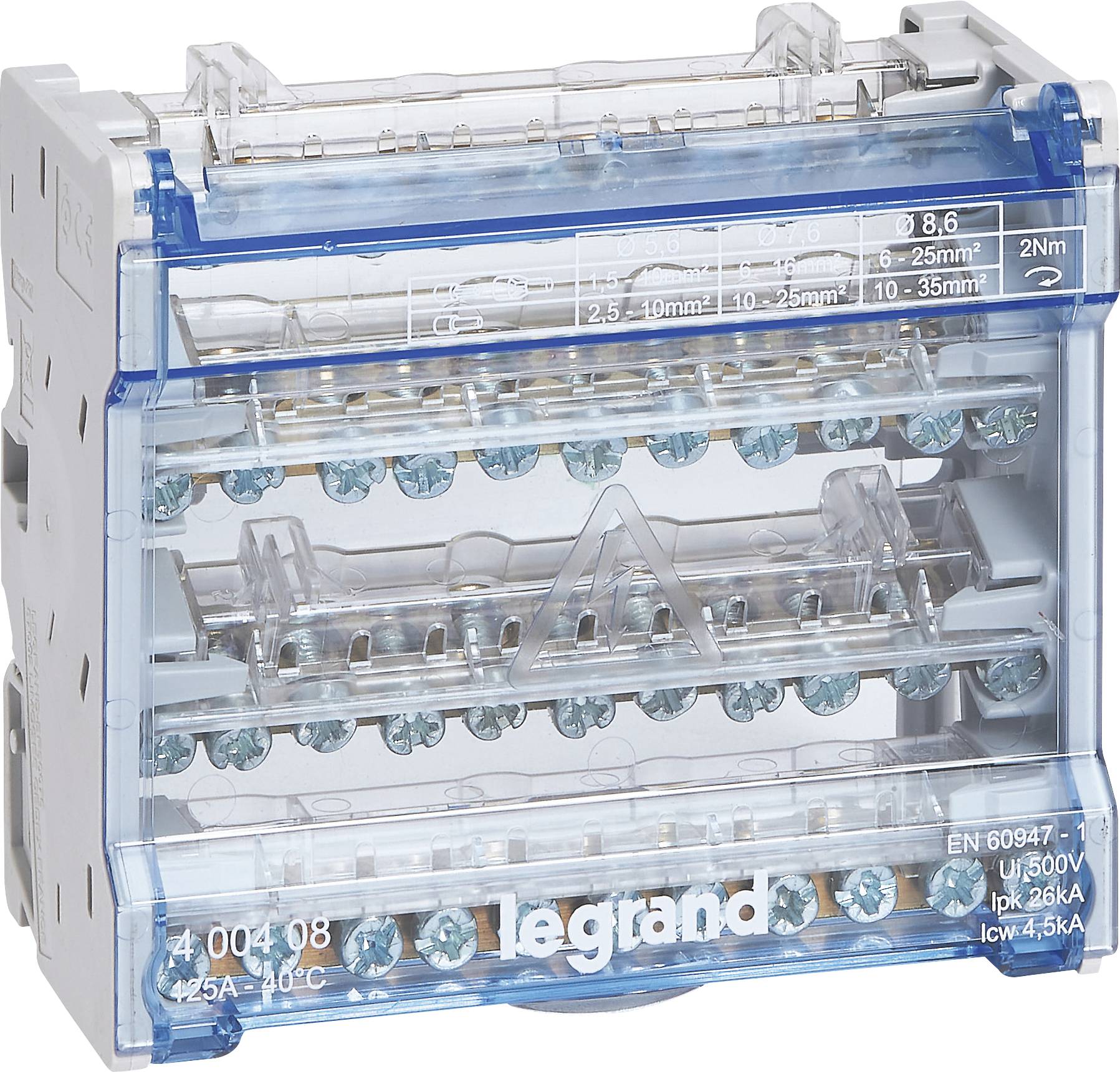 Legrand 400408 Legrand 400408 Blok zaciskowy 4P/125A 11KL 6M Blok zacisków 1 szt. - obrazek 1
