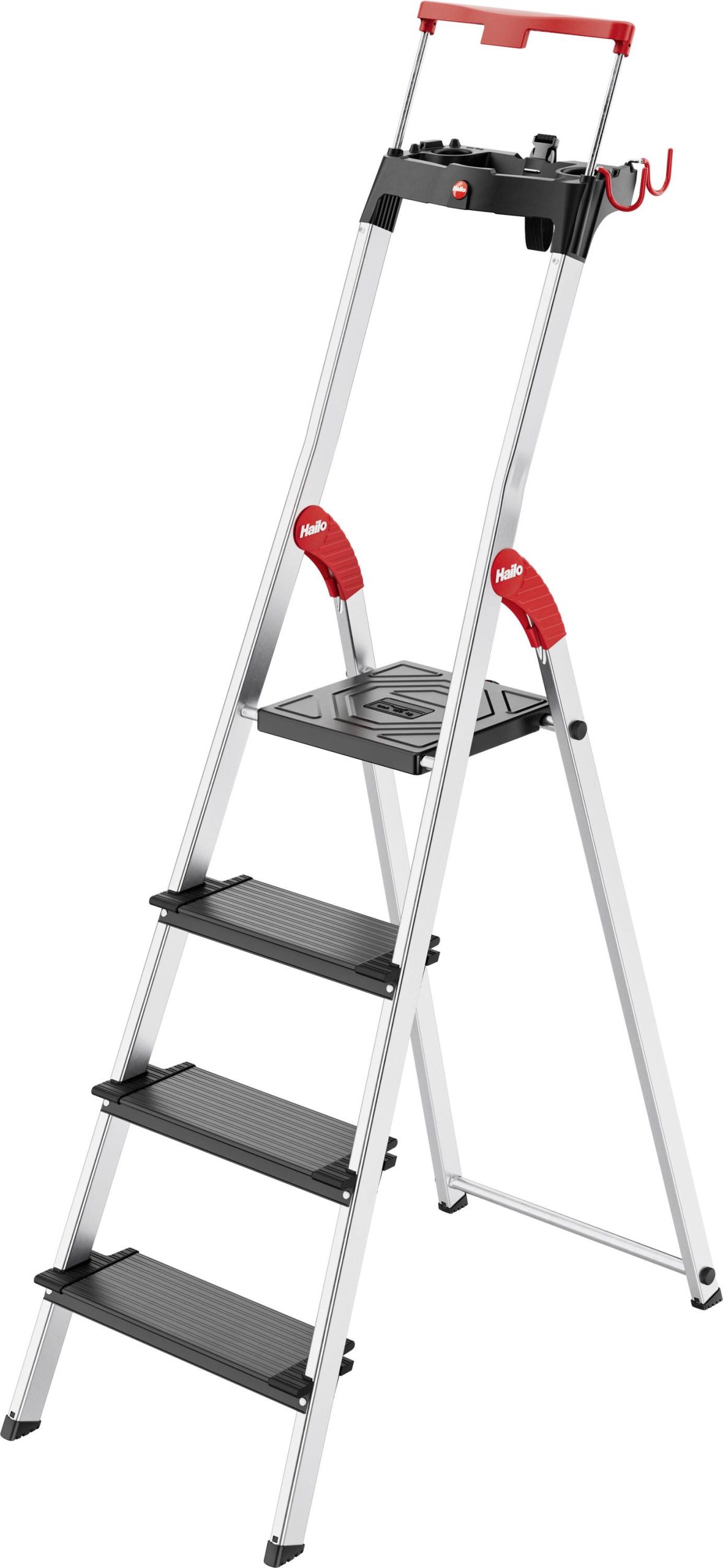 Hailo L100 TOPLINE 8050-407 aluminium Drabina składana ze stopniem zaw. wkładkę na narzędzia Maksymalna wysokość robocza - obrazek 1