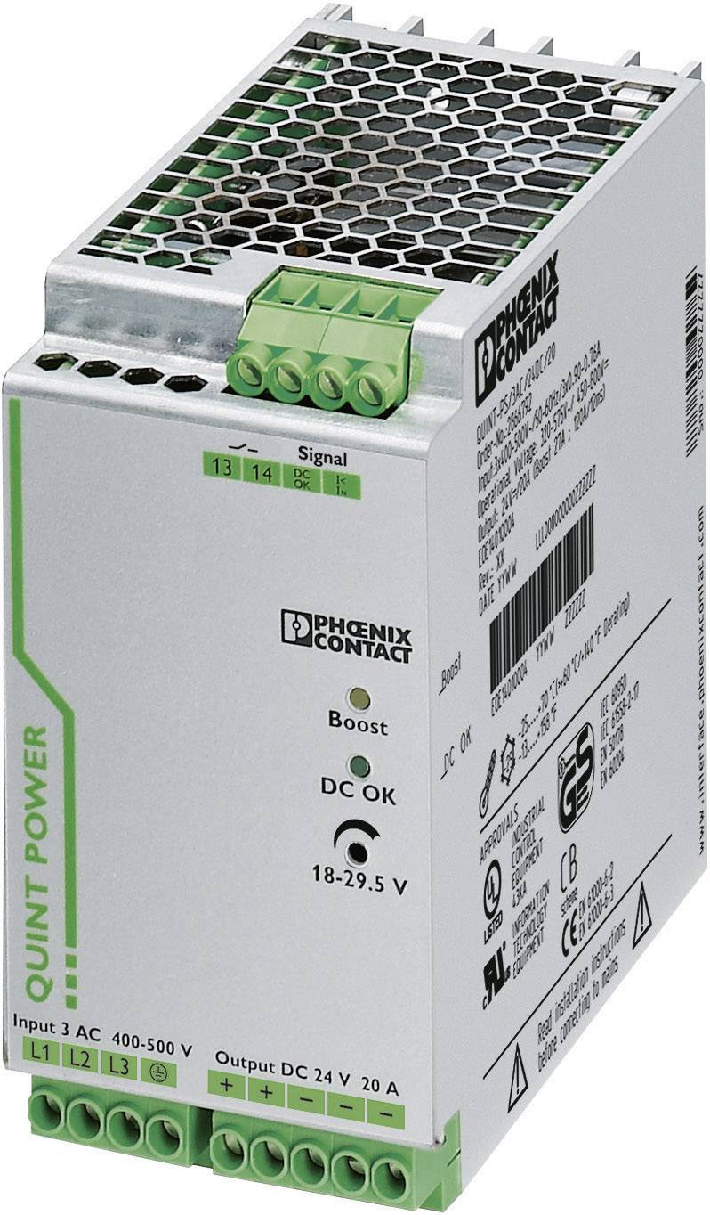 Phoenix Contact 2866792 Zasilacz na szynę DIN 24 V/DC 20 A 480 W Ilość wyjść:1 x Opis 1 szt. - obrazek 1
