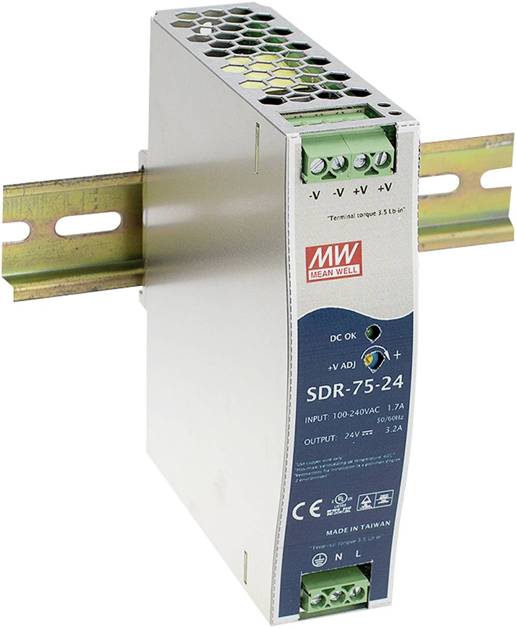 Zasilacz na szynę DIN MEAN WELL SDR-75-12, 12 V/DC, 6.3 A, 75 W - obrazek 1