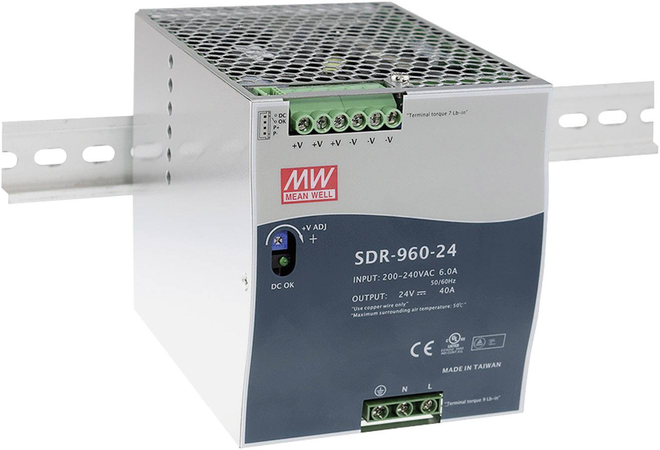 Zasilacz na szynę DIN MEAN WELL SDR-960-24, 24 V/DC, 40 A, 960 W - obrazek 1