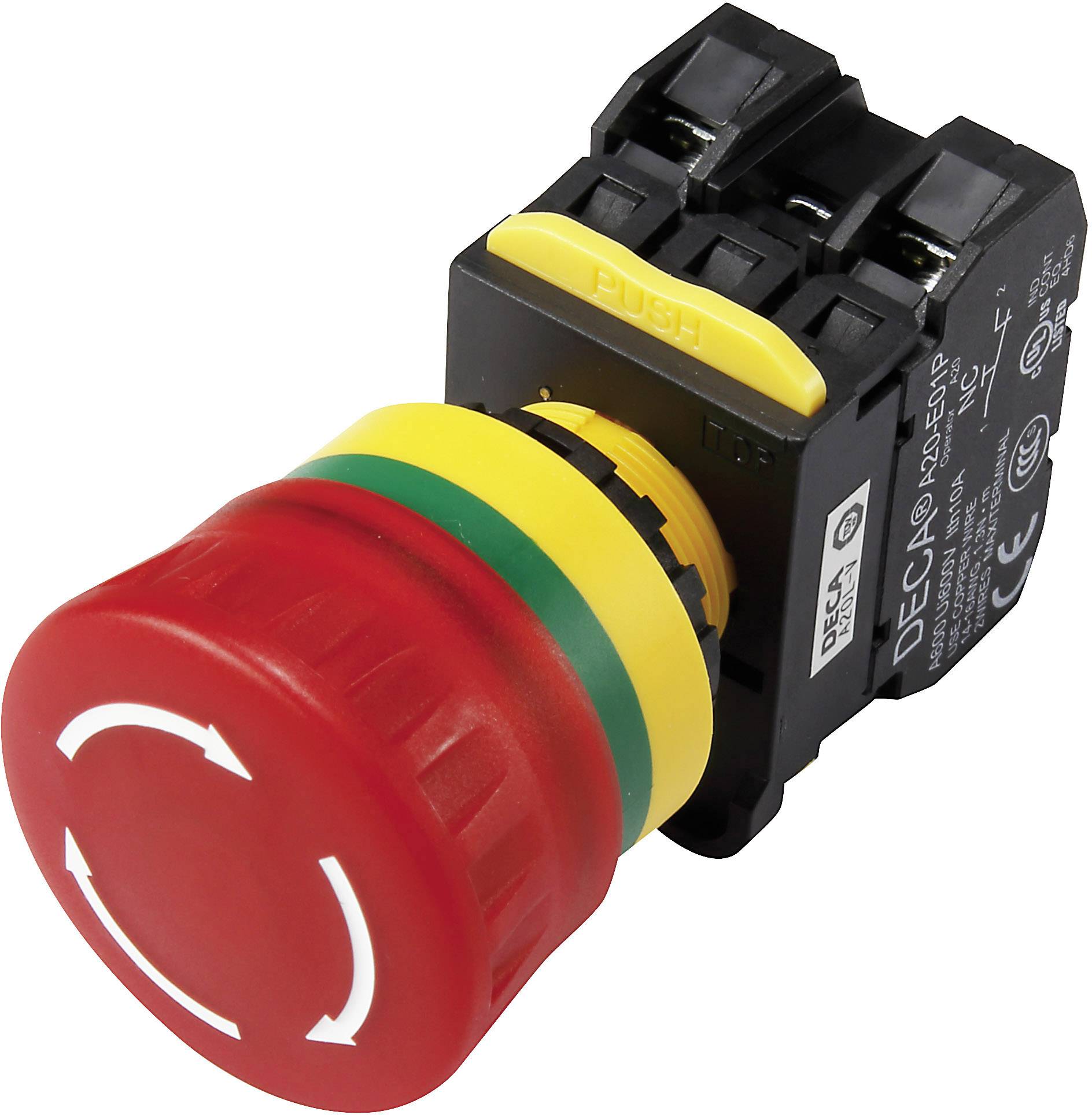 DECA A20L-V4E02Q6R Wyłącznik awaryjny zawiera element stykowy 240 V/AC 6 A 2 NC IP65 1 szt. - obrazek 1