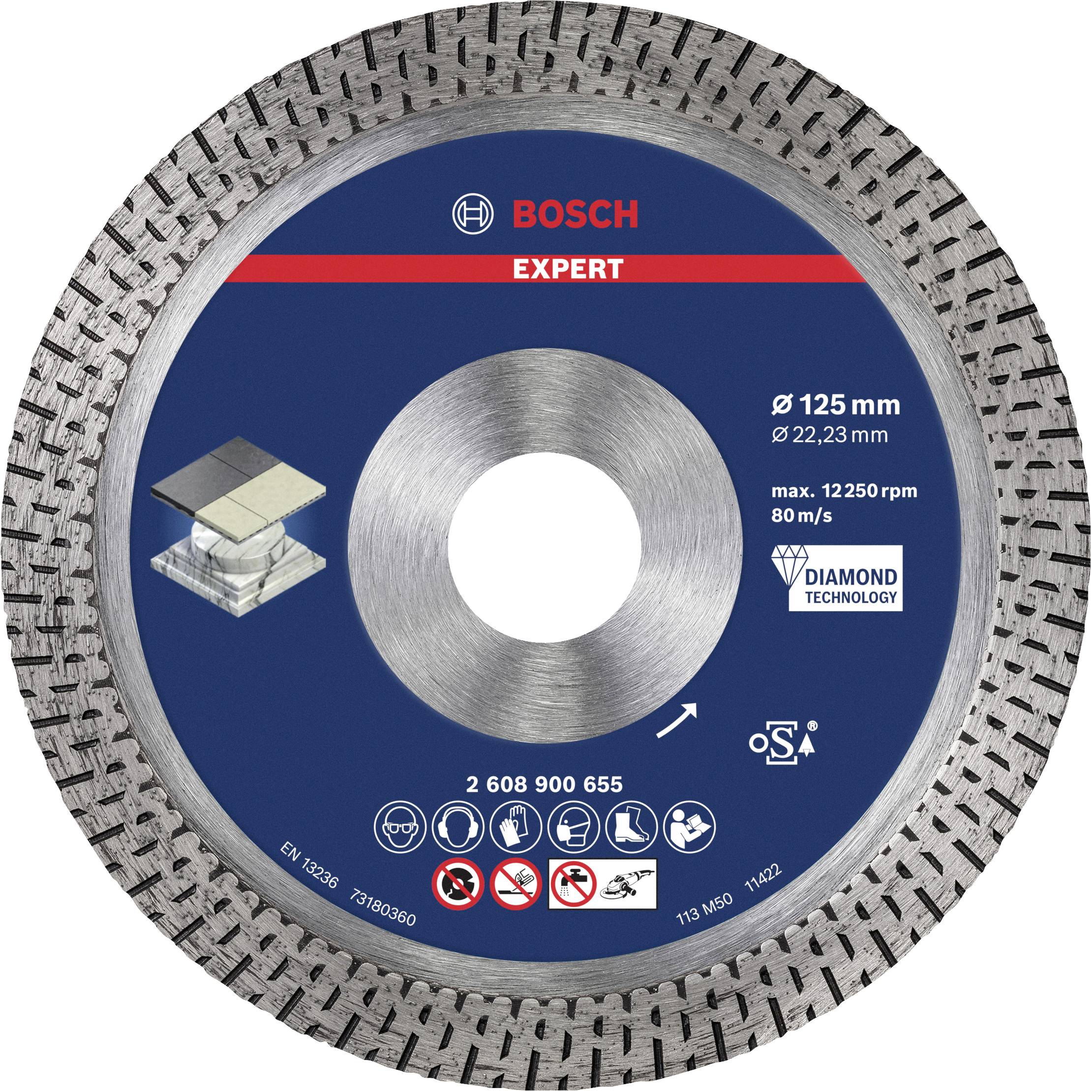 Bosch Accessories 2608900655 EXPERT HardCeramic Tarcza tnąca diamentowa Średnica 125 mm Średnica otworu 22.23 mm kamień, - obrazek 1