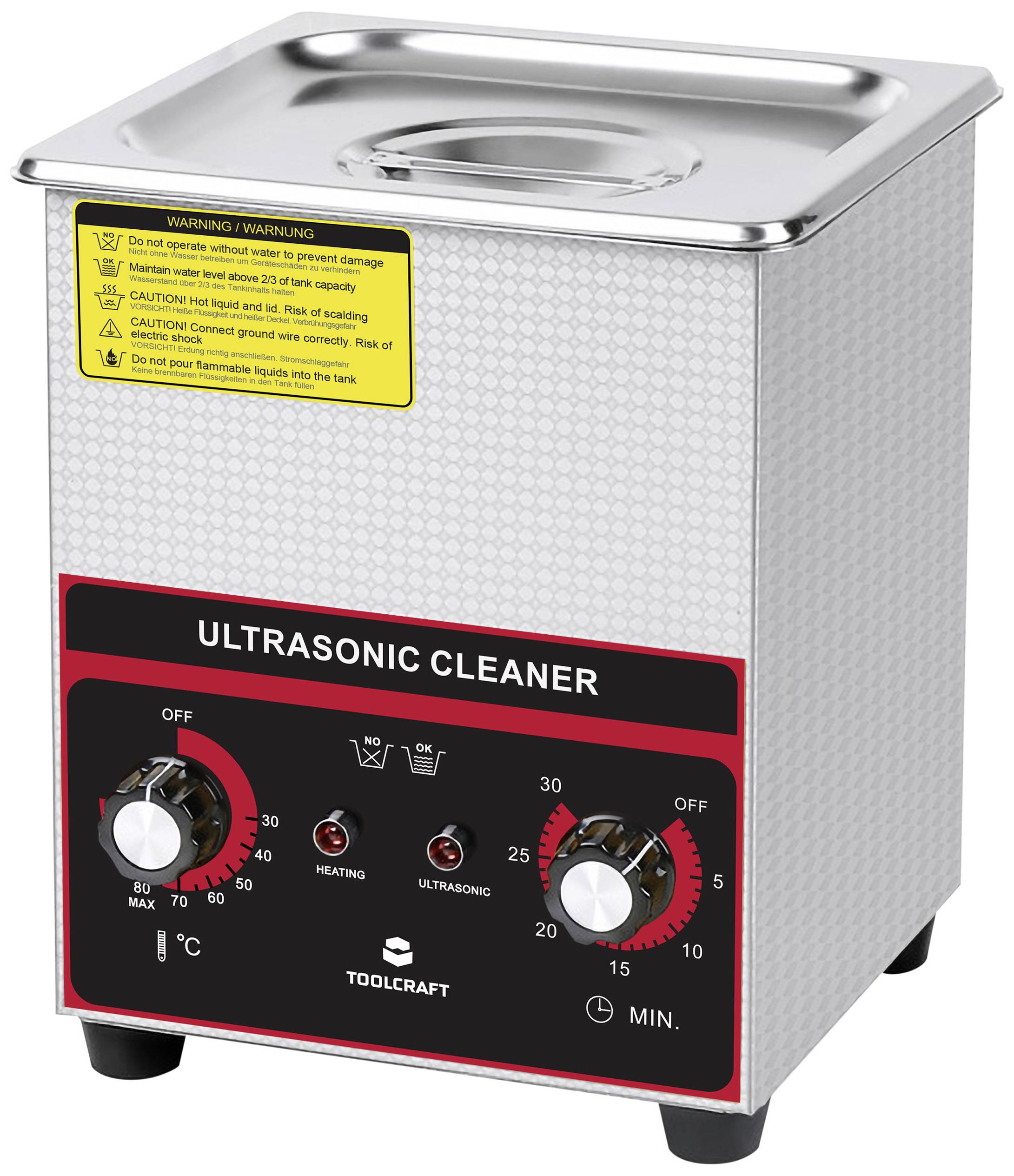 Myjka ultradźwiękowa TOOLCRAFT USC-200 TO-8705289, 2 l, 150 x 135 x 100 mm - obrazek 1