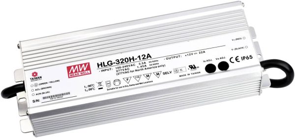 MEAN WELL HLG-320H-24A Sterownik LED, Transformator LED Stałonapięciowy, Stałonaprądowy 320 W 13.3 A 24 V/DC Układ PFC,