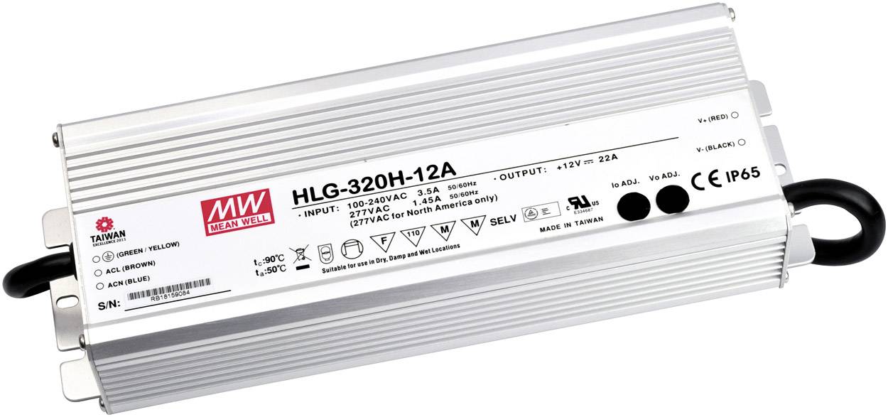 MEAN WELL HLG-320H-24A Sterownik LED, Transformator LED Stałonapięciowy, Stałonaprądowy 320 W 13.3 A 24 V/DC Układ PFC, - obrazek 1