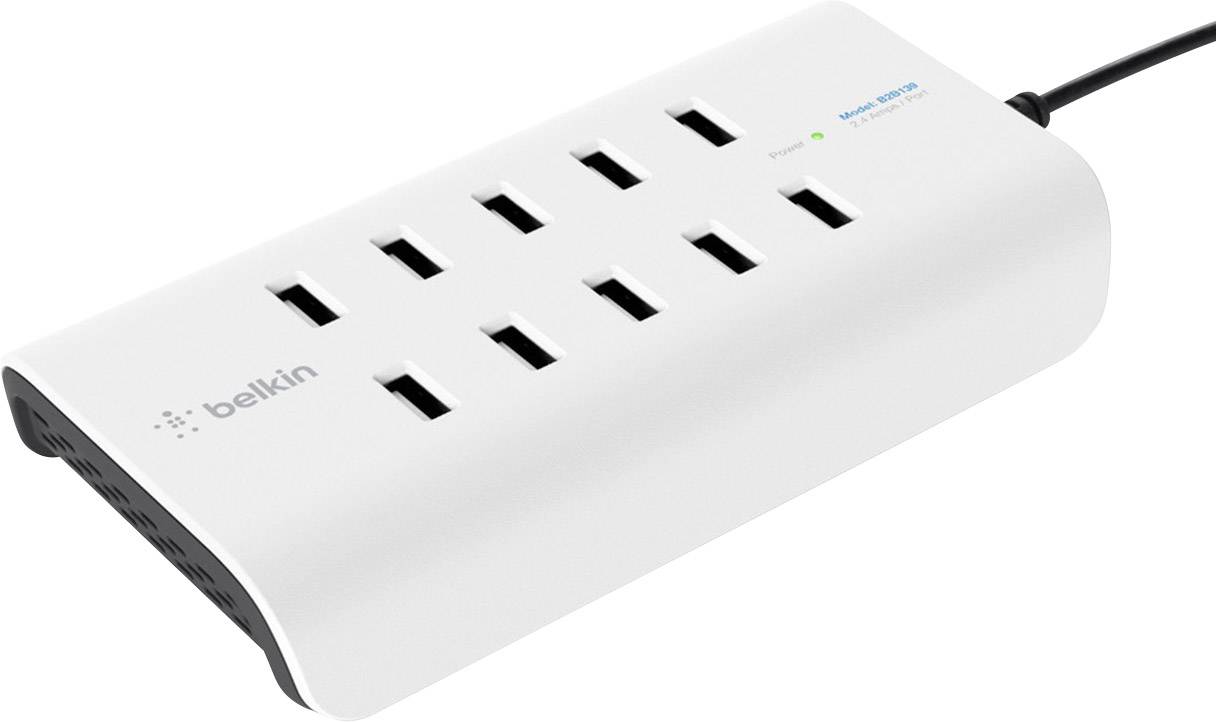 Belkin RockStar Stacja ładowania USB 120 W 10x USB-A biały, czarny dom - obrazek 1