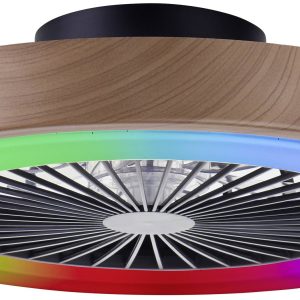 Lampa sufitowa LED z wentylatorem Brilliant Slimline G60060/09 40 W 4700 lm czarny, drewno