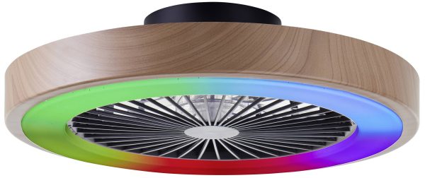 Lampa sufitowa LED z wentylatorem Brilliant Slimline G60060/09 40 W 4700 lm czarny, drewno