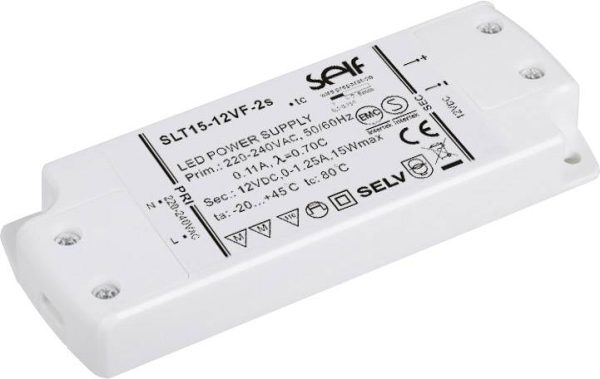 Self Electronics SLT15-12VF-2S Transformator LED, Sterownik LED Stałonapięciowy 15 W 1.25 A 12 V/DC Montaż w strefach za