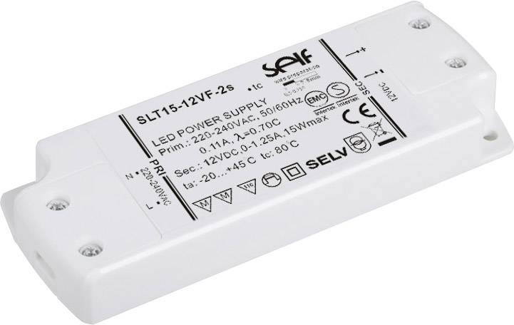 Self Electronics SLT15-12VF-2S Transformator LED, Sterownik LED Stałonapięciowy 15 W 1.25 A 12 V/DC Montaż w strefach za - obrazek 1