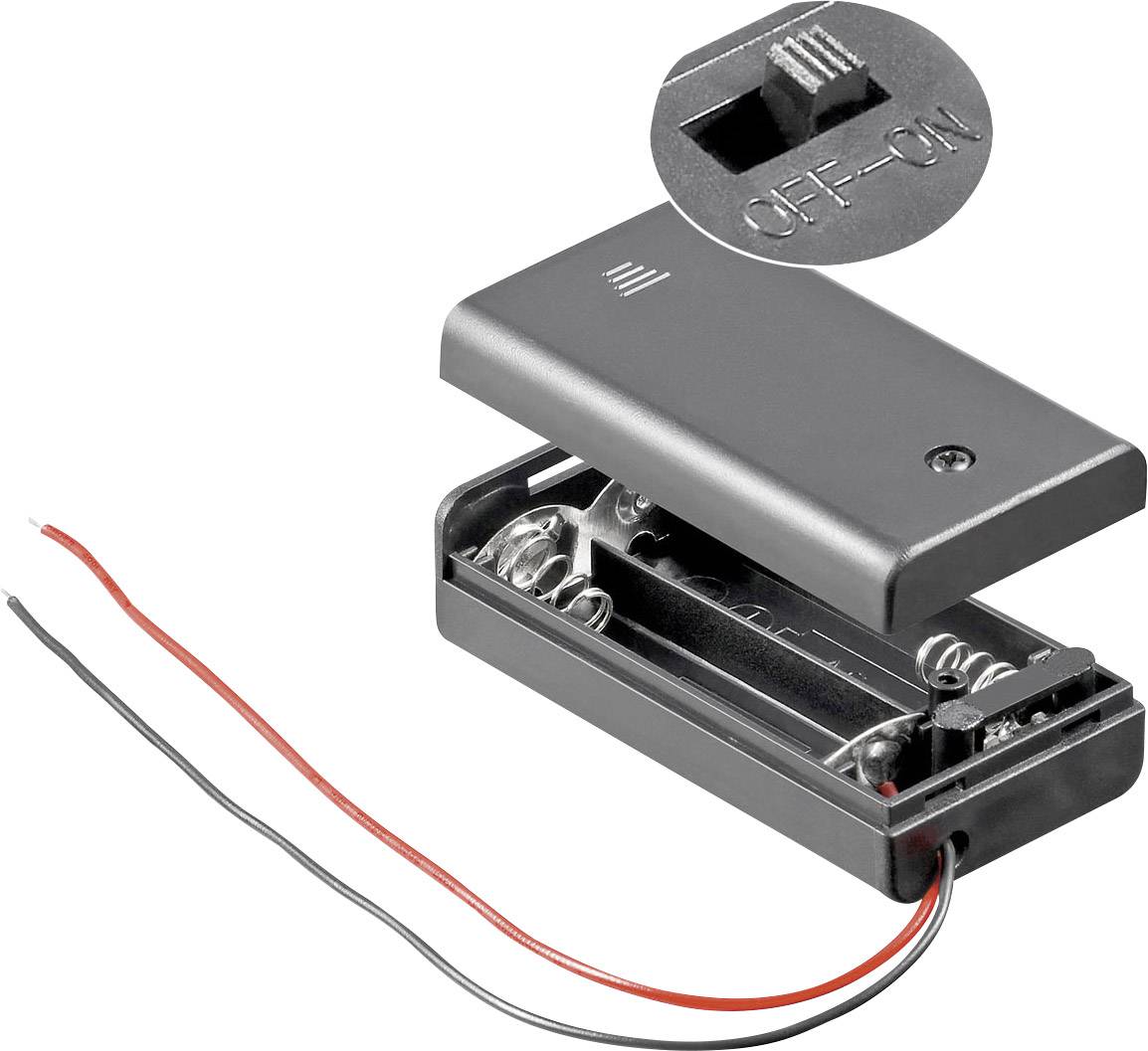Goobay 12443 Pudełko na baterie 2xAA kabel (D x S x W) 68.4 x 35.4 x 18.6 mm - obrazek 1