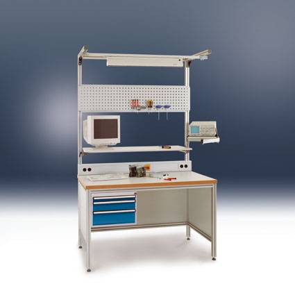 Manuflex ZB8235.7035 Ramię obrotowe do przechowywania 370 x 370 mm z podwójnym przegubem do stołu RAL7035, jasnoszary sz - obrazek 1