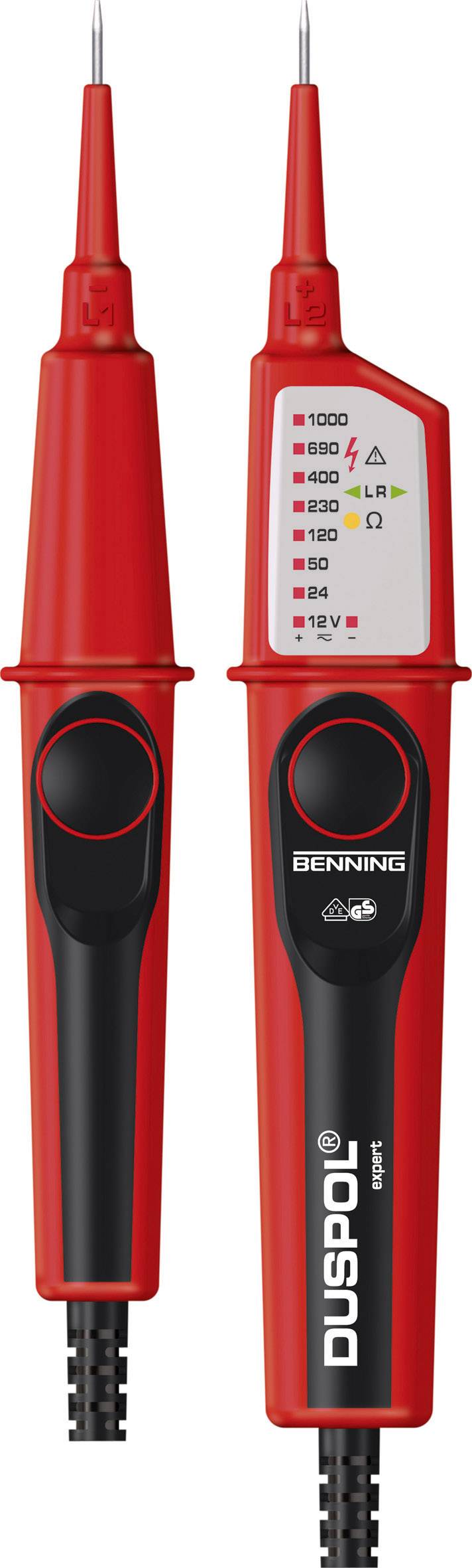 Dwubiegunowy tester napięcia Benning DUSPOL expert CAT III 1000 V, CAT IV 600 V Kalibracja (ISO) - obrazek 1