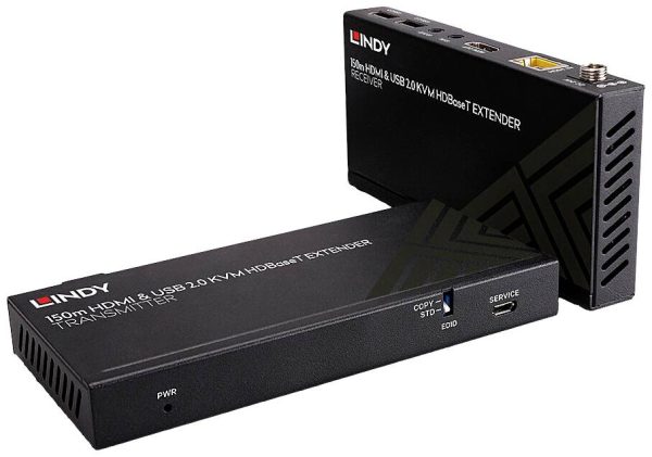 LINDY Cat.6 HDBaseT KVM Extender HDMI, IR (podczerwień), USB 2.0 Zestaw ekstendera HDBaseT (Nadajnik+odbiornik) przez ka