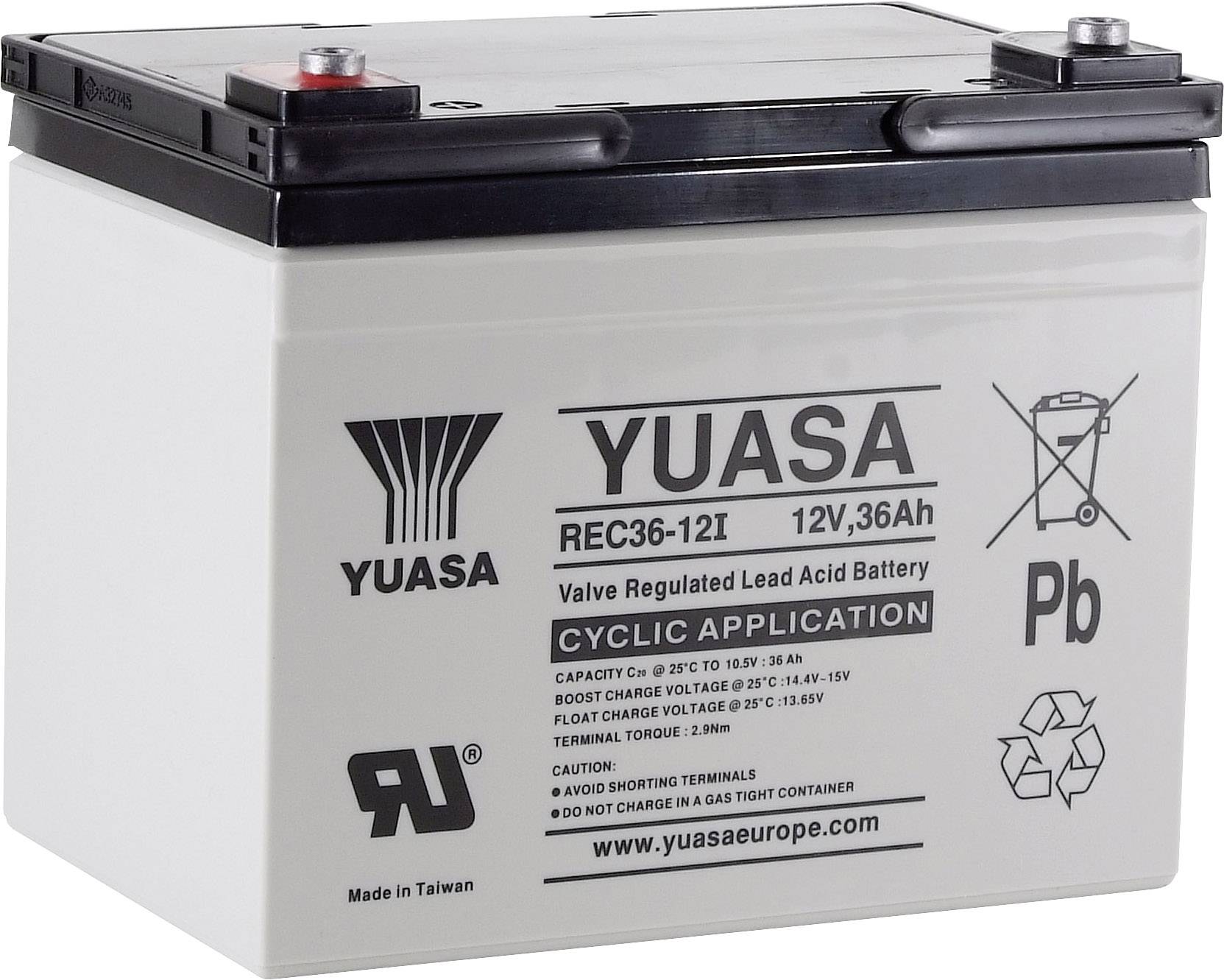 Akumulator ołowiowy Yuasa REC36-12 YUAREC3612, AGM, 12 V, 36 Ah - obrazek 1