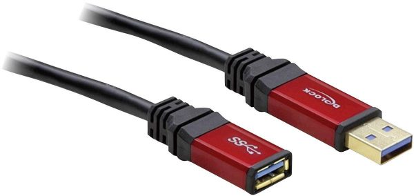 Delock Kabel USB USB 3.2 Gen1 Złącze męskie USB-A, Złącze żeńskie USB-A 3.00 m czerwony, czarny styki pozłacane , certyf