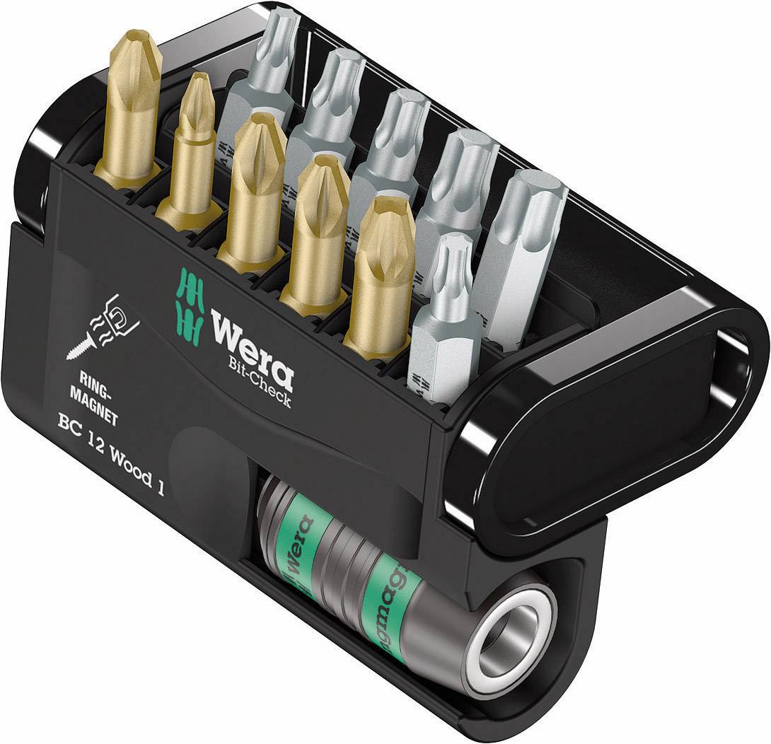 Bity Wera Bit-Check 12 Wood 1 05057423001 1 szt. krzyżakowy Pozidriv, krzyżakowy Phillips, Wewnętrzny profil T - obrazek 1