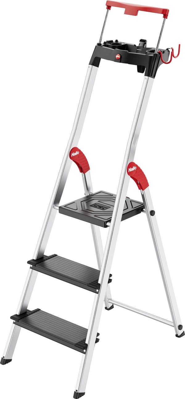 Hailo L100 TOPLINE 8050-307 aluminium Drabina składana ze stopniem zaw. wkładkę na narzędzia Maksymalna wysokość robocza
