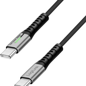 LogiLink USB-C Kabel USB 3.2 Gen2x2 Złącze męskie USB-C® 0.50 m czarny z LED, 4K UHD, wtyczka po obu stronach CU0441 LogiLink USB-C Kabel USB 3.2 Gen2x2 Złącze męskie USB-C® 0.50 m czarny z LED, 4K UHD, wtyczka po obu stronach CU0441