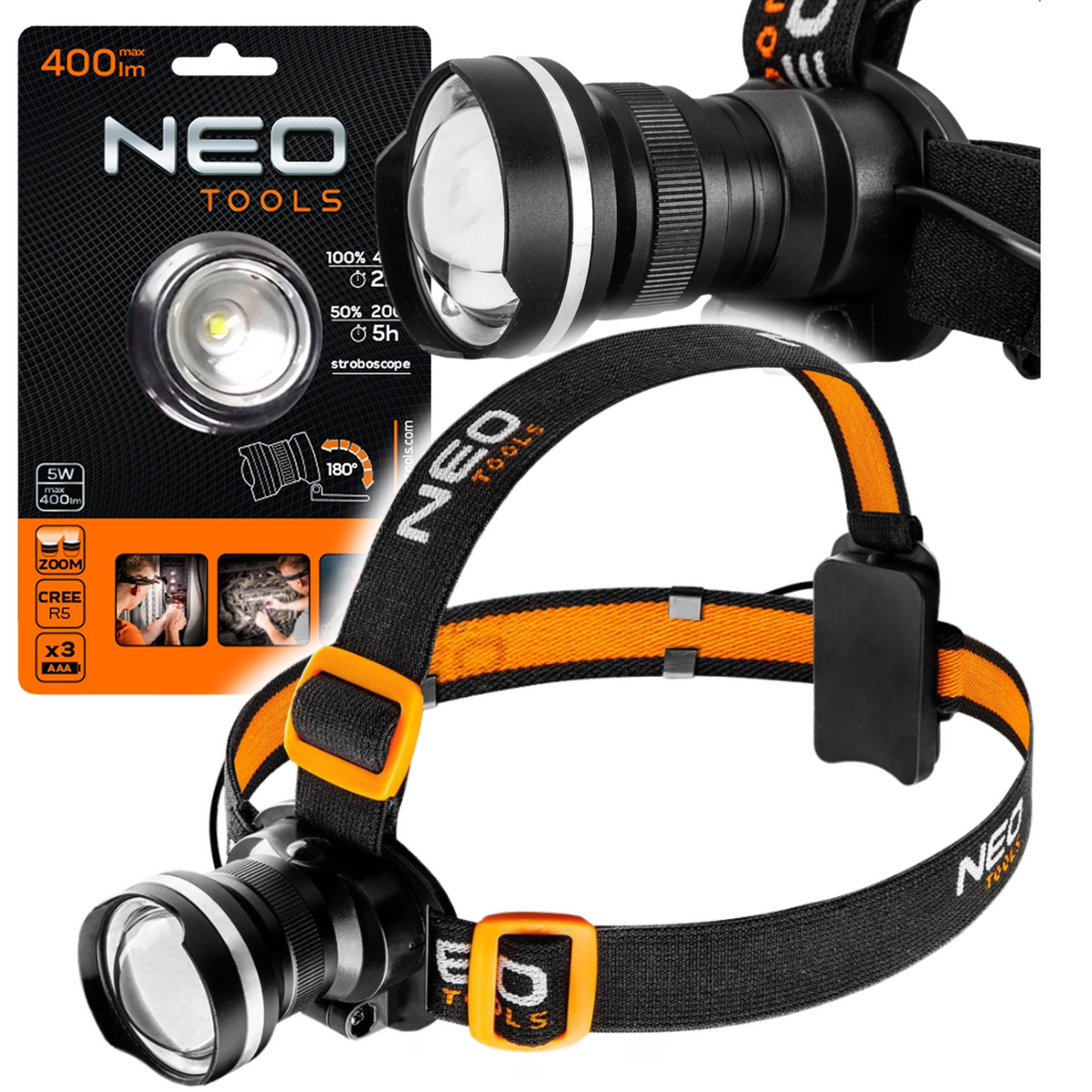 Latarka czołowa Neo Tools CREE R5 400 lm 99-200 - obrazek 1