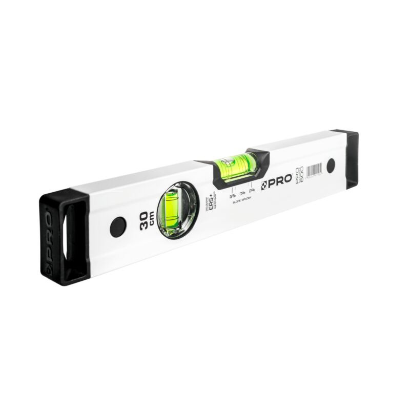 Poziomica PRO600 AB-030 malowana biała z libellą 2% 30 CM - obrazek 1