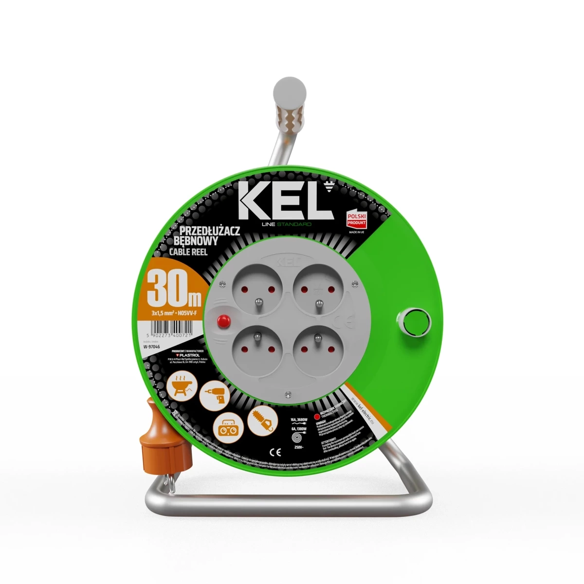 Przedłużacz bębnowy 30 m KEL W-97046 - obrazek 1