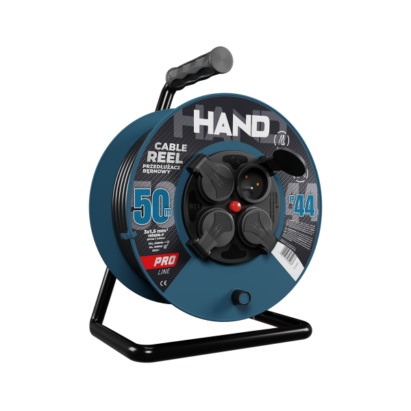 Przedłużacz bębnowy Hand Line KEL W-96303, 50M/3×1,5 Przedłużacz bębnowy Hand Line KEL W-96303, 50M/3×1,5