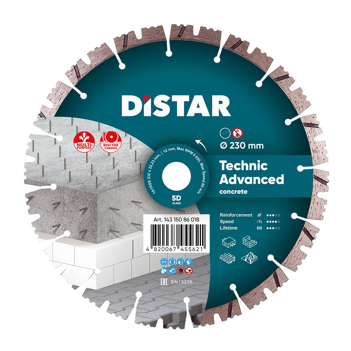 Tarcza diamentowa do betonu 230x22,23 mm Distar 14315086018 - obrazek 1