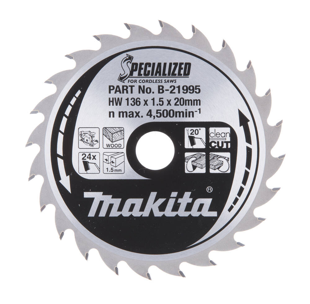 Tarcza do cięcia drewna 136x1,5x20mm Makita B-21995 - obrazek 1