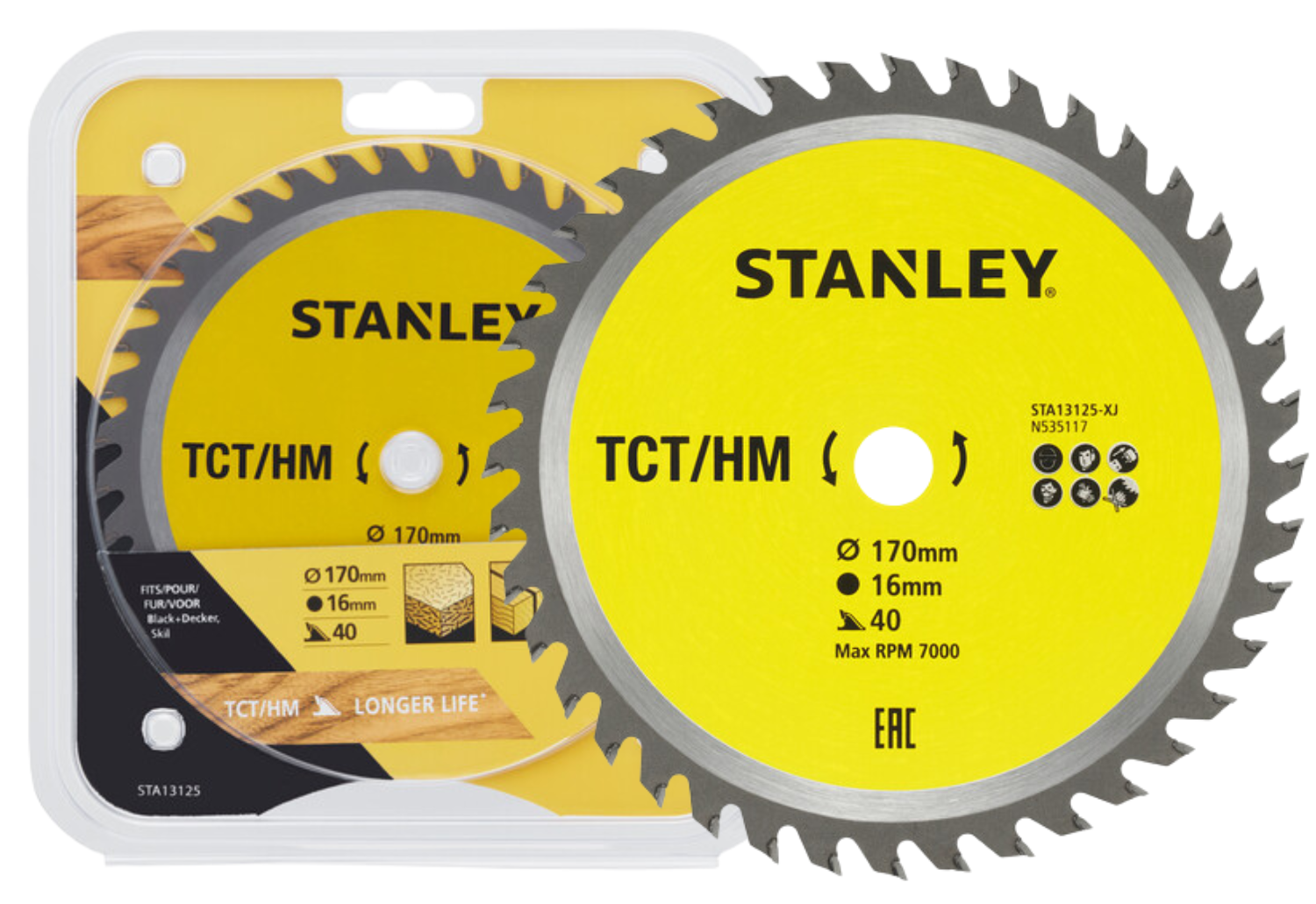 Tarcza do cięcia drewna TCT/HM 170x16 40Z Stanley STA13125-XJ - obrazek 1