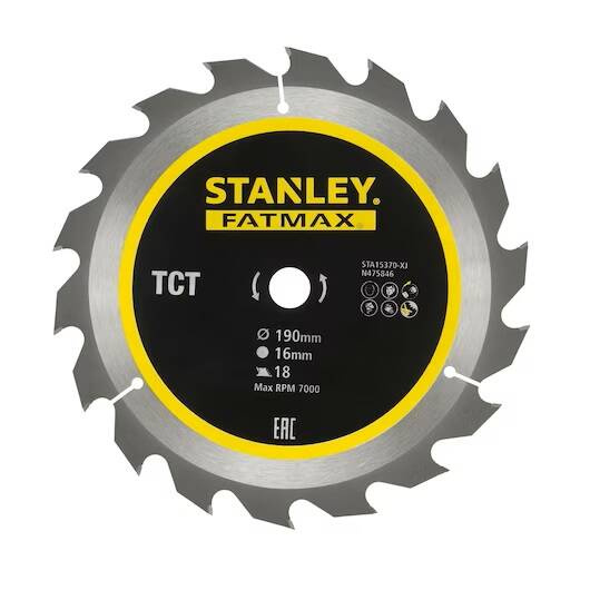 Tarcza do cięcia drewna TCT/HM 190x16 18z Stanley FatMax STA15370-XJ - obrazek 1