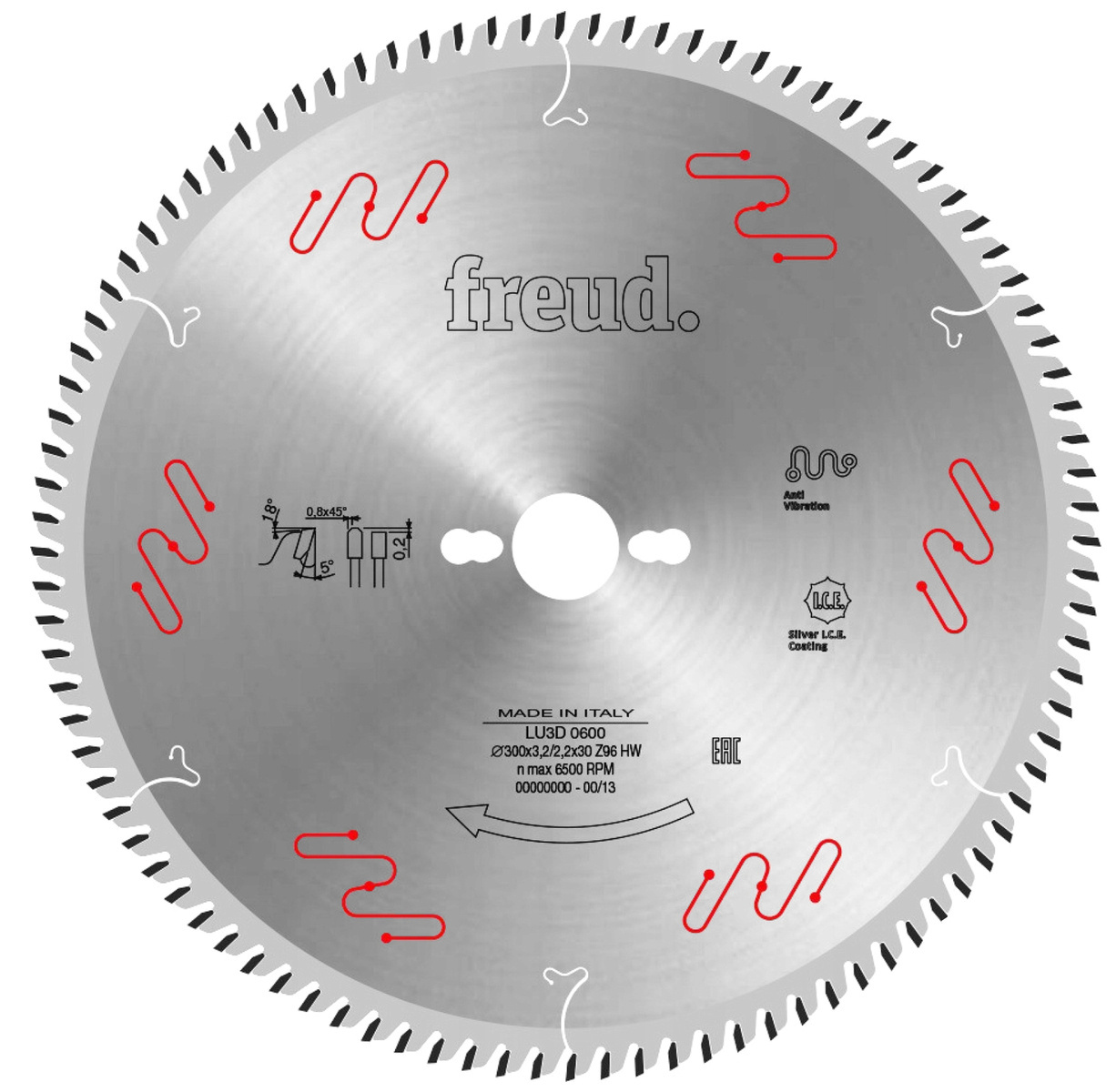 Tarcza do cięcia płyty laminowanej 300x3,2/2,2x30mm Z96 Freud LU3D 0600 - obrazek 1