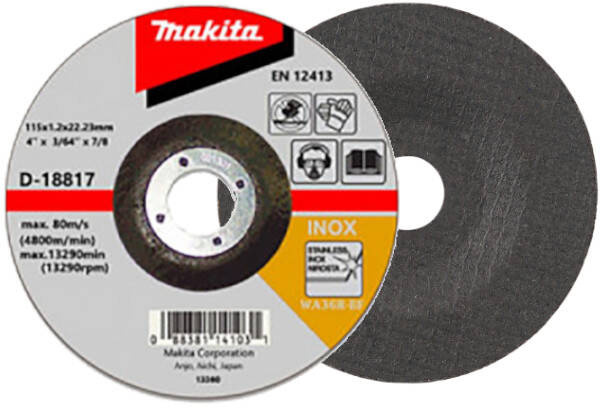 Tarcza tnąca do stali nierdzewnej 115 x 1,2 mm WA60T Makita D-18817 Tarcza tnąca do stali nierdzewnej 115 x 1,2 mm WA60T Makita D-18817