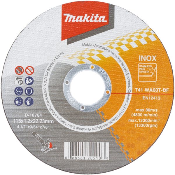 Tarcza tnąca do stali nierdzewnej 115 x 1,2 x 22,23 mm Makita D-18764 Tarcza tnąca do stali nierdzewnej 115 x 1,2 x 22,23 mm Makita D-18764