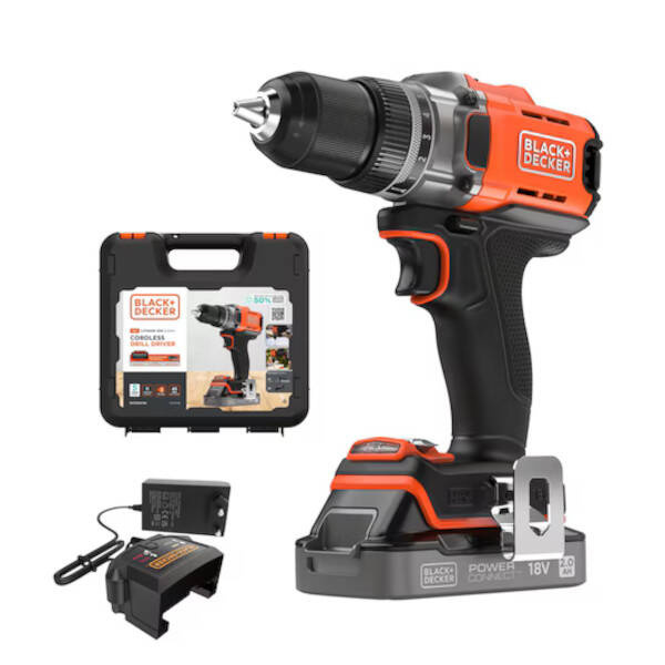 Wiertarko-wkrętarka Black Decker BCD382D1XK-QW z akumulatorem, ładowarką i walizką - obrazek 1