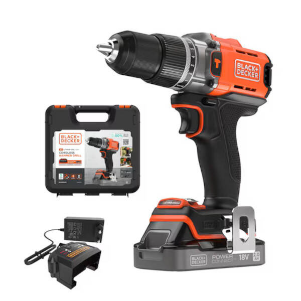 Wiertarko-wkrętarka udarowa Black Decker BCD383D1XK-QW z akumulatorem, ładowarką i walizką - obrazek 1