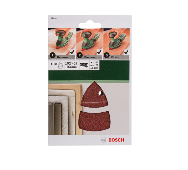 Zestaw 10 szt. papierów ściernych do szlifierek oscylacyjnych Bosch 2609256A67 Zestaw 10 szt. papierów ściernych do szlifierek oscylacyjnych Bosch 2609256A67