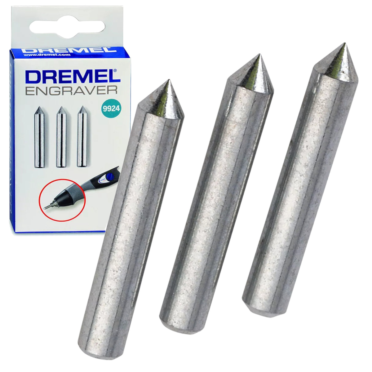 Zestaw 3 szt. karbidowych końcówek do grawerowania Dremel 26159924JA - obrazek 1