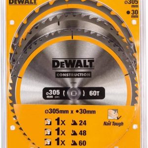 Zestaw 3 szt. tarcz tnących do drewna 305×30 DeWALT DT1964-QZ Zestaw 3 szt. tarcz tnących do drewna 305×30 DeWALT DT1964-QZ